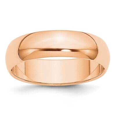 6mm Half Round Band 10k Rose Gold 1RHR060, MPN: 1RHR060, 191101678486