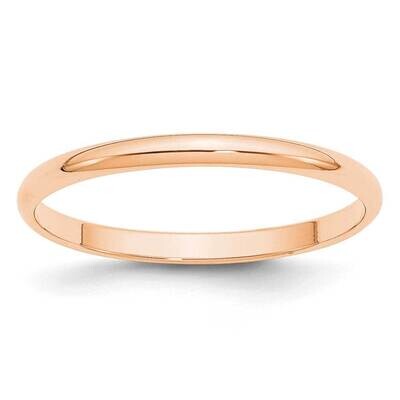 2mm Half Round Band 10k Rose Gold 1RHRL020, MPN: 1RHRL020, 191101667503
