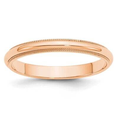 3mm Milgrain Half Round Band 10k Rose Gold 1RM030, MPN: 1RM030, 191101666421