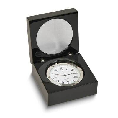 Black Wood Square Box With Clock and Engravable Plate GM24030, MPN: GM24030, 47105692563