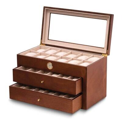 Cherry Wood with Quartz Movement Clock 36 Watch Storage Case GM24138CW, MPN: GM24138CW, 797140126867
