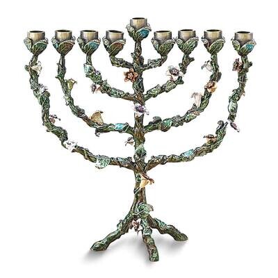 Jewel-tone Crystal and Enameled Floral Menorah GM26059, MPN: GM26059,