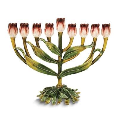 Jewel-tone Crystal and Enameled Tulip Menorah GM26060, MPN: GM26060,