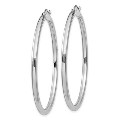 2.5mm Lightweight Round Hoop Earrings 14k White Gold T845L