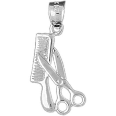 Hairdresser Scissors Pendant Necklace Charm Bracelet in Yellow, White or Rose Gold 6380