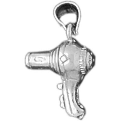 Hair Dryer Hairdresser Pendant Necklace Charm Bracelet in Yellow, White or Rose Gold 6373