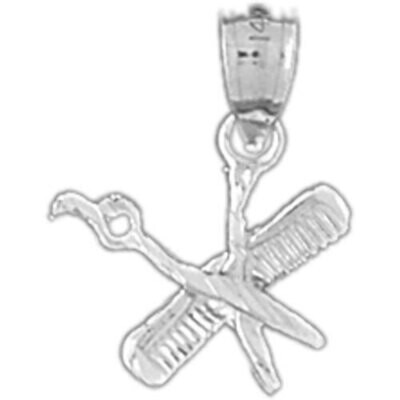 Hairdresser Scissors Pendant Necklace Charm Bracelet in Yellow, White or Rose Gold 6383