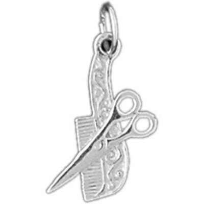 Hairdresser Scissors Pendant Necklace Charm Bracelet in Yellow, White or Rose Gold 6382