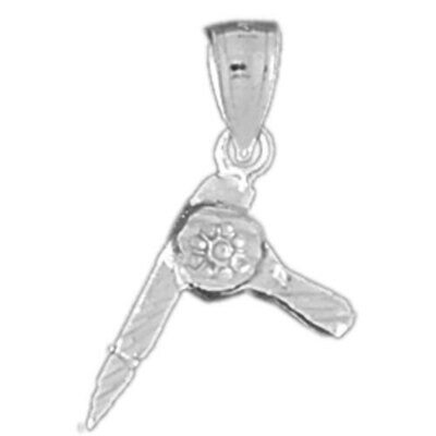 Hair Dryer Hairdresser Pendant Necklace Charm Bracelet in Yellow, White or Rose Gold 6376