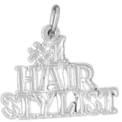 Number One Stylish Hairdresser Pendant Necklace Charm Bracelet in Yellow, White or Rose Gold 6367