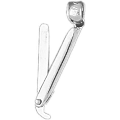 Hairdresser Razor Moveable Pendant Necklace Charm Bracelet in Yellow, White or Rose Gold 6399