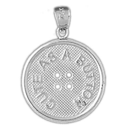 Cute As A Button Pendant Necklace Charm Bracelet in Yellow, White or Rose Gold 6420