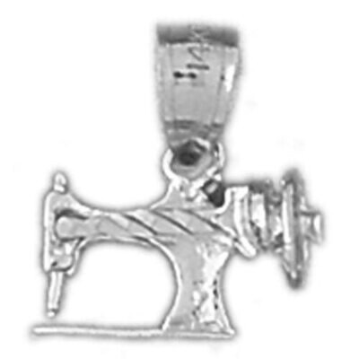 Sewing Machine Pendant Necklace Charm Bracelet in Yellow, White or Rose Gold 6428