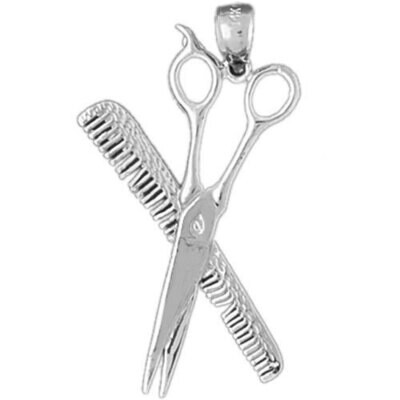 Hairdresser Scissors Pendant Necklace Charm Bracelet in Yellow, White or Rose Gold 6378