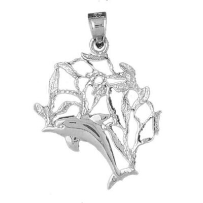 Dolphin Pendant Necklace Charm Bracelet in Yellow, White or Rose Gold 725