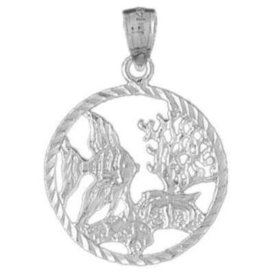 Angelfish Goldfish Fish Pendant Necklace Charm Bracelet in Yellow, White or Rose Gold 711