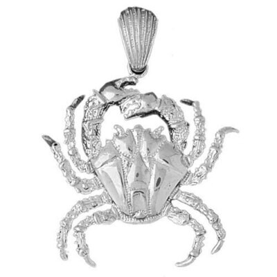 Crab Pendant Necklace Charm Bracelet in Yellow, White or Rose Gold 732