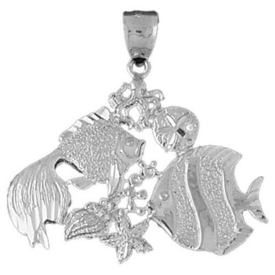 Angelfish Goldfish Fish Pendant Necklace Charm Bracelet in Yellow, White or Rose Gold 707