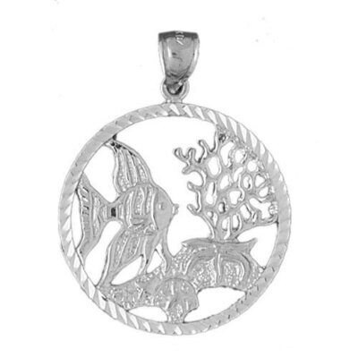 Angelfish Goldfish Fish Pendant Necklace Charm Bracelet in Yellow, White or Rose Gold 712