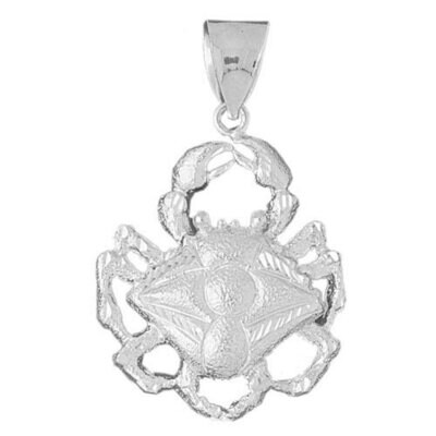 Crab Pendant Necklace Charm Bracelet in Yellow, White or Rose Gold 733