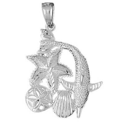 Dolphin Pendant Necklace Charm Bracelet in Yellow, White or Rose Gold 703