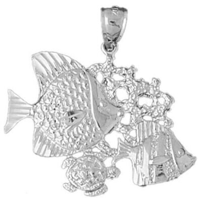 Angelfish Goldfish Fish Pendant Necklace Charm Bracelet in Yellow, White or Rose Gold 709