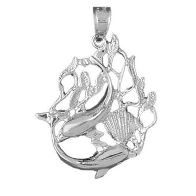 Dolphin Pendant Necklace Charm Bracelet in Yellow, White or Rose Gold 726