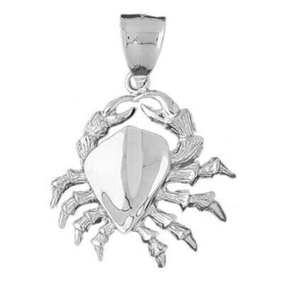 Crab Pendant Necklace Charm Bracelet in Yellow, White or Rose Gold 738