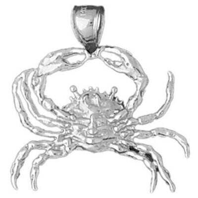 Crab Pendant Necklace Charm Bracelet in Yellow, White or Rose Gold 735