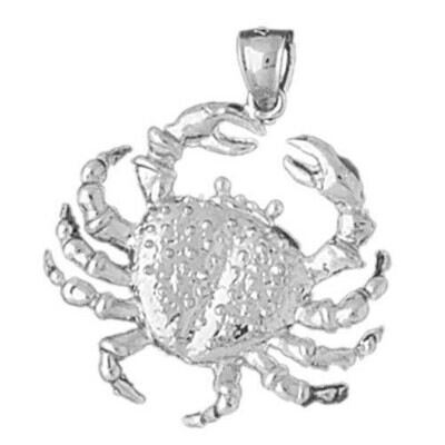 Crab Pendant Necklace Charm Bracelet in Yellow, White or Rose Gold 736