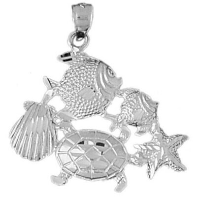 Angelfish Goldfish Fish Pendant Necklace Charm Bracelet in Yellow, White or Rose Gold 705