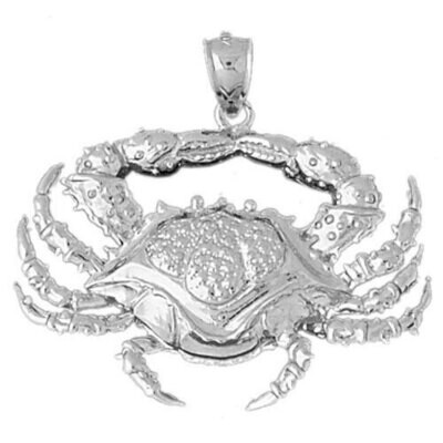 Crab Pendant Necklace Charm Bracelet in Yellow, White or Rose Gold 731