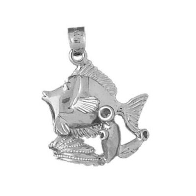 Angelfish Goldfish Fish Pendant Necklace Charm Bracelet in Yellow, White or Rose Gold 724