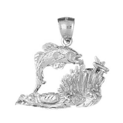 Angelfish Goldfish Fish Pendant Necklace Charm Bracelet in Yellow, White or Rose Gold 720