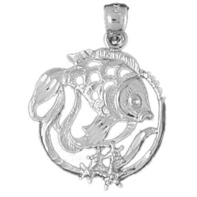 Angelfish Goldfish Fish Pendant Necklace Charm Bracelet in Yellow, White or Rose Gold 710