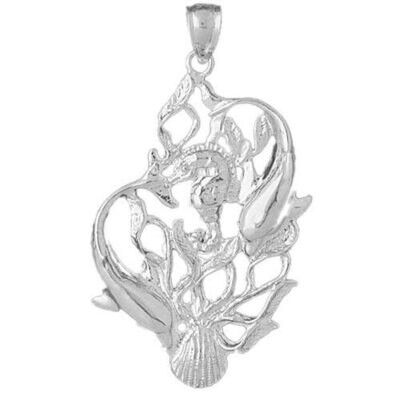Dolphin Pendant Necklace Charm Bracelet in Yellow, White or Rose Gold 730