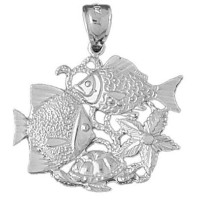 Angelfish Goldfish Fish Pendant Necklace Charm Bracelet in Yellow, White or Rose Gold 716
