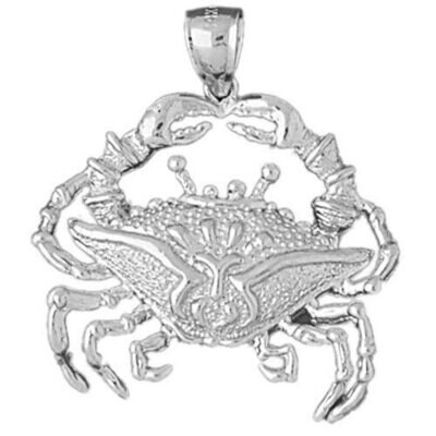 Crab Pendant Necklace Charm Bracelet in Yellow, White or Rose Gold 737