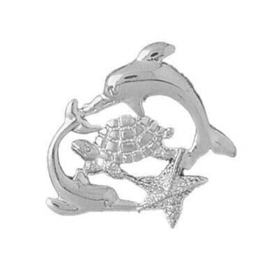 Dolphin Pendant Necklace Charm Bracelet in Yellow, White or Rose Gold 728