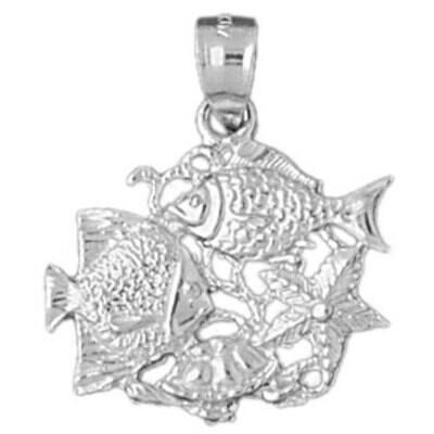 Angelfish Goldfish Fish Pendant Necklace Charm Bracelet in Yellow, White or Rose Gold 715