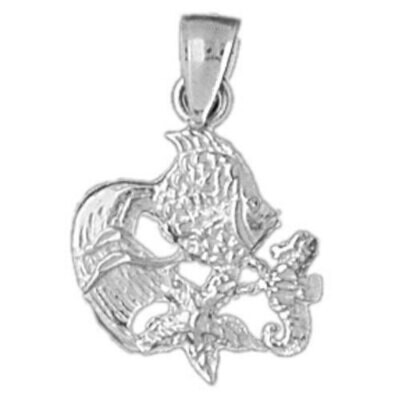 Angelfish Goldfish Fish Pendant Necklace Charm Bracelet in Yellow, White or Rose Gold 713