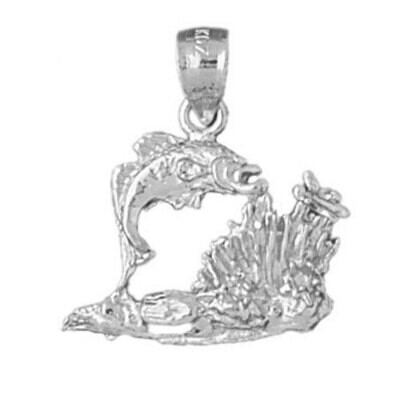 Angelfish Goldfish Fish Pendant Necklace Charm Bracelet in Yellow, White or Rose Gold 721