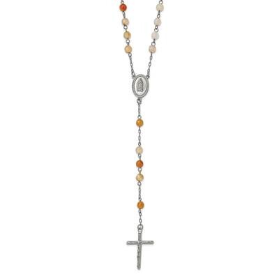Agate Rosary Stainless Steel Polished SRN1571-31 by Chisel, MPN: SRN1571-31, 191101391996