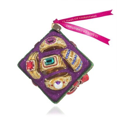 Jay Strongwater Five Golden Rings Glass Ornament SDH2298-250, MPN: SDH2298-250,