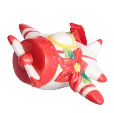 Franz Porcelain Holiday Greetings Red White Airplane Ornament FZ02768, MPN: FZ02768,