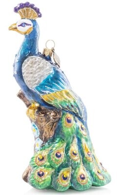 Jay Strongwater Peacock Glass Ornament SDH20045-250, MPN: SDH20045-250,