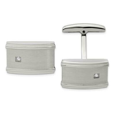 Polished CZ Stone Stone Cufflinks Stainless Steel Brushed SRC350 by Chisel, MPN: SRC350, 8867746222…