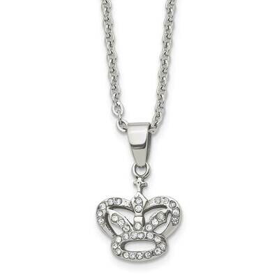 CZ Stone Stone Crown Necklace Stainless Steel SRN1621-18 by Chisel, MPN: SRN1621-18, 883957567990