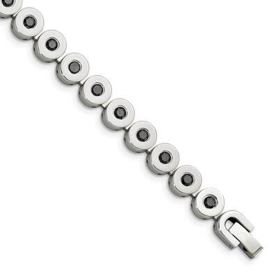 Black CZ Stone Stone Bracelet Stainless Steel Polished SRB1287-7.5 by Chisel, MPN: SRB1287-7.5, 191…