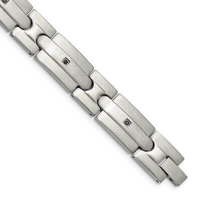 Black CZ Stone Stone Bracelet Stainless Steel Brushed SRB1414-8.25 by Chisel, MPN: SRB1414-8.25, 88…